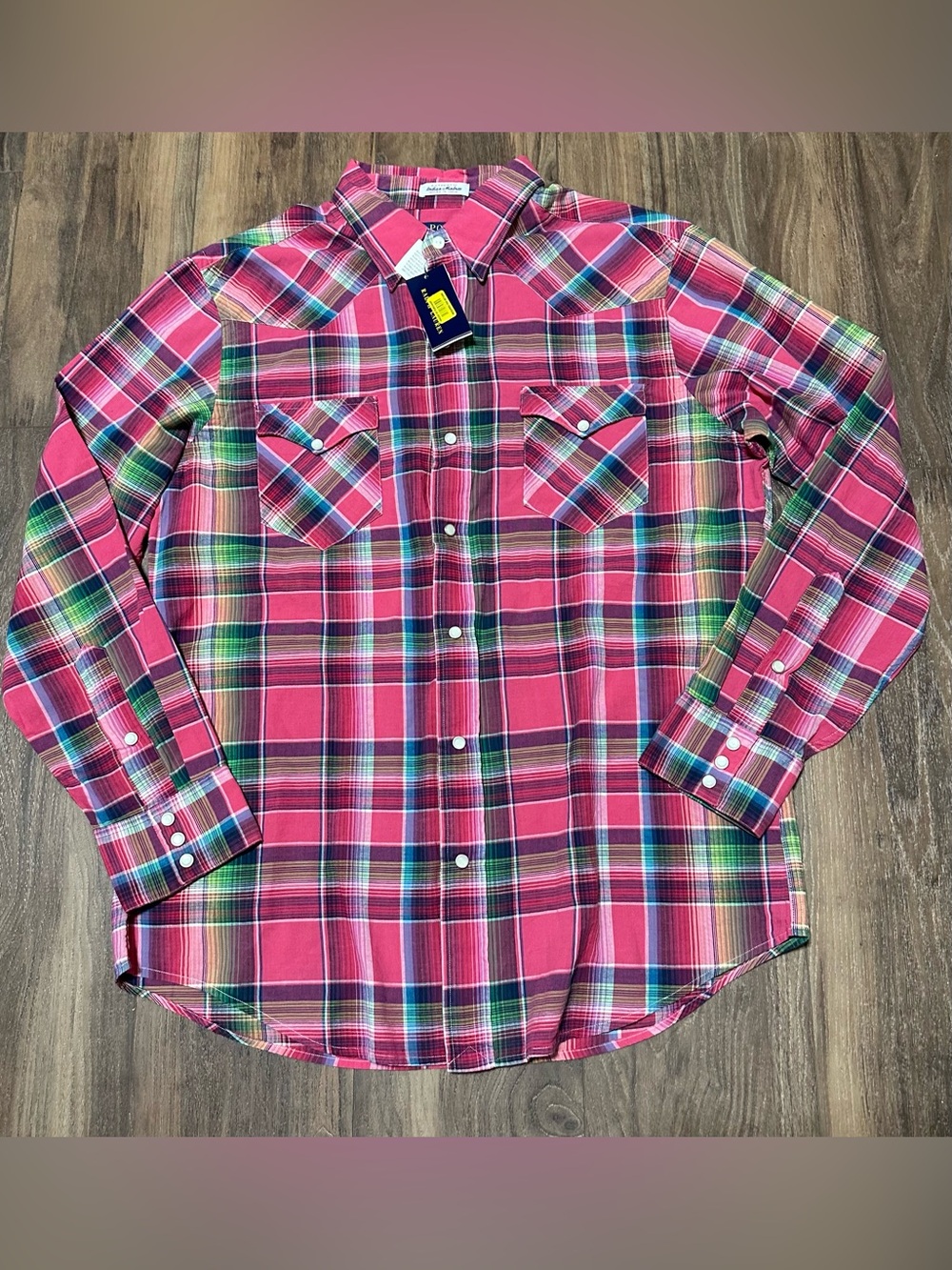 New Polo Ralph Lauren Men’s Indian Madras  Snap Button Shirt in Multi L